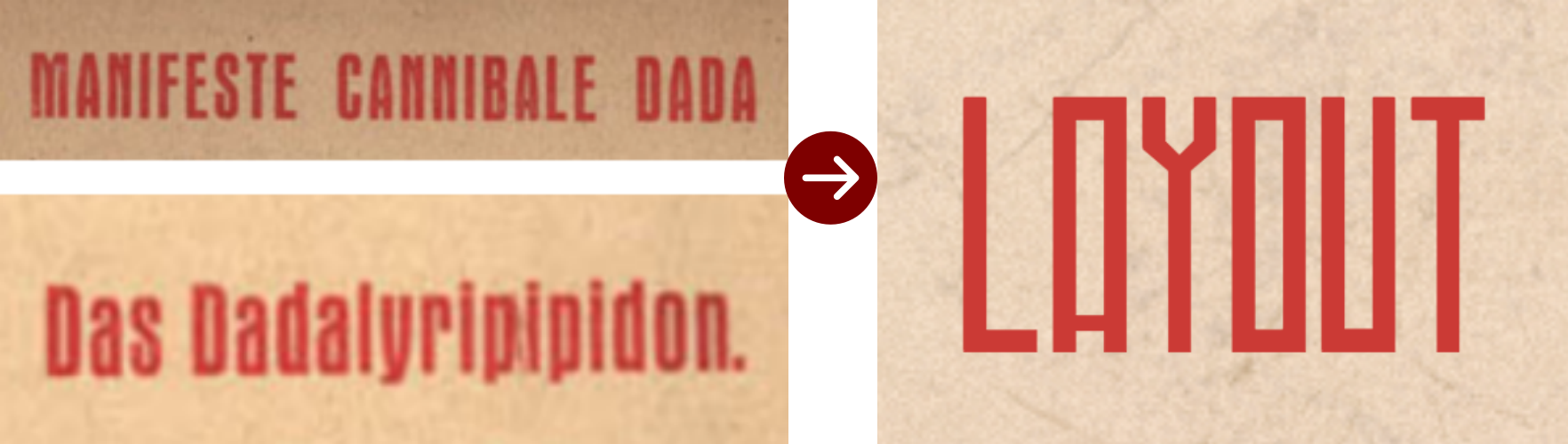 comparison between portions of text in Der DADA no.3 and the Layout paragraph in the documentation section