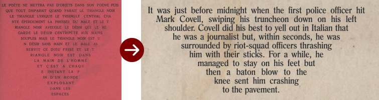 comparison between the layout of a paragraph of Dada no.4-5 and a paragraph of the first article - Issue section-