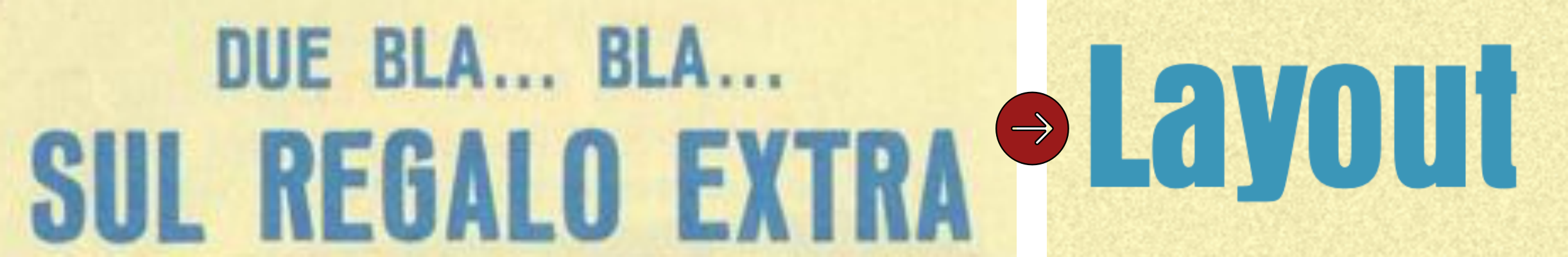 comparison between the fonts used in Topolino magazine and in the Documentation paragraphs