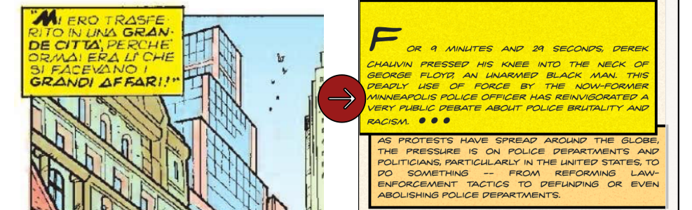 comparison between the style used in Topolino magazine and in the issue section of the website