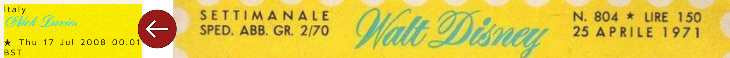comparison between the fonts used in Topolino magazine and in the issue section of the website